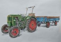 Deutz F1L 514 51 mit Wolfangel Anh&auml;nger